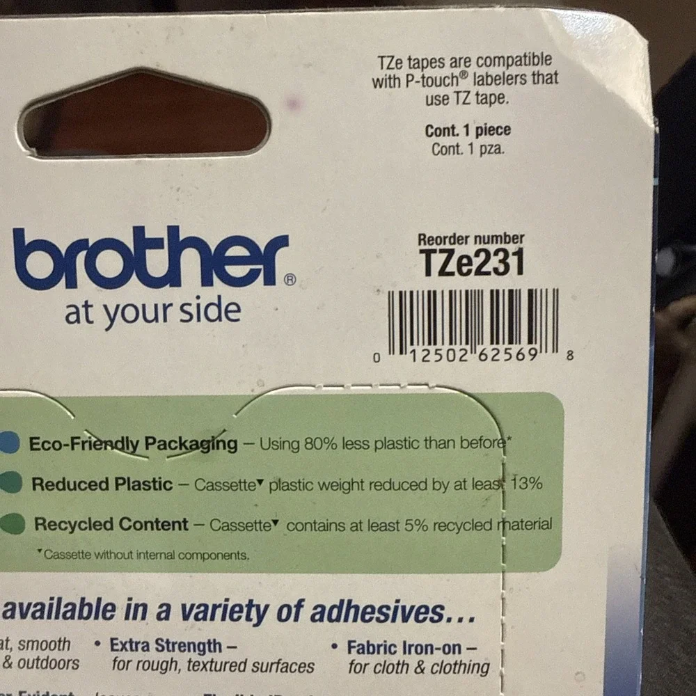 New‎ Brother P-touch TZe-231 Black on White Tape 1/2